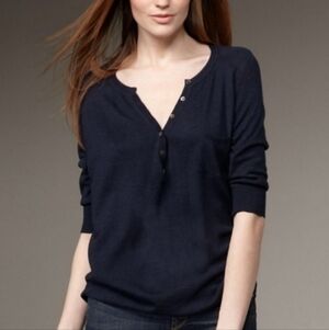 🟢1041 * Vince Cropped Sleeve Cashmere Blend Sweater Navy Blue Size XS